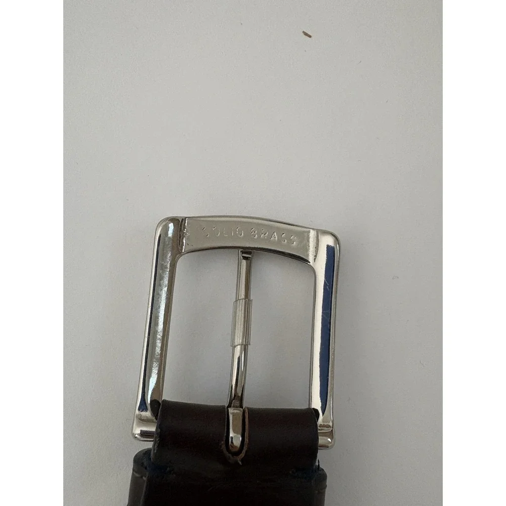 Holderness And Bourne Men 38 Brown Leather Navy Blue Fisher Braided Stretch Belt